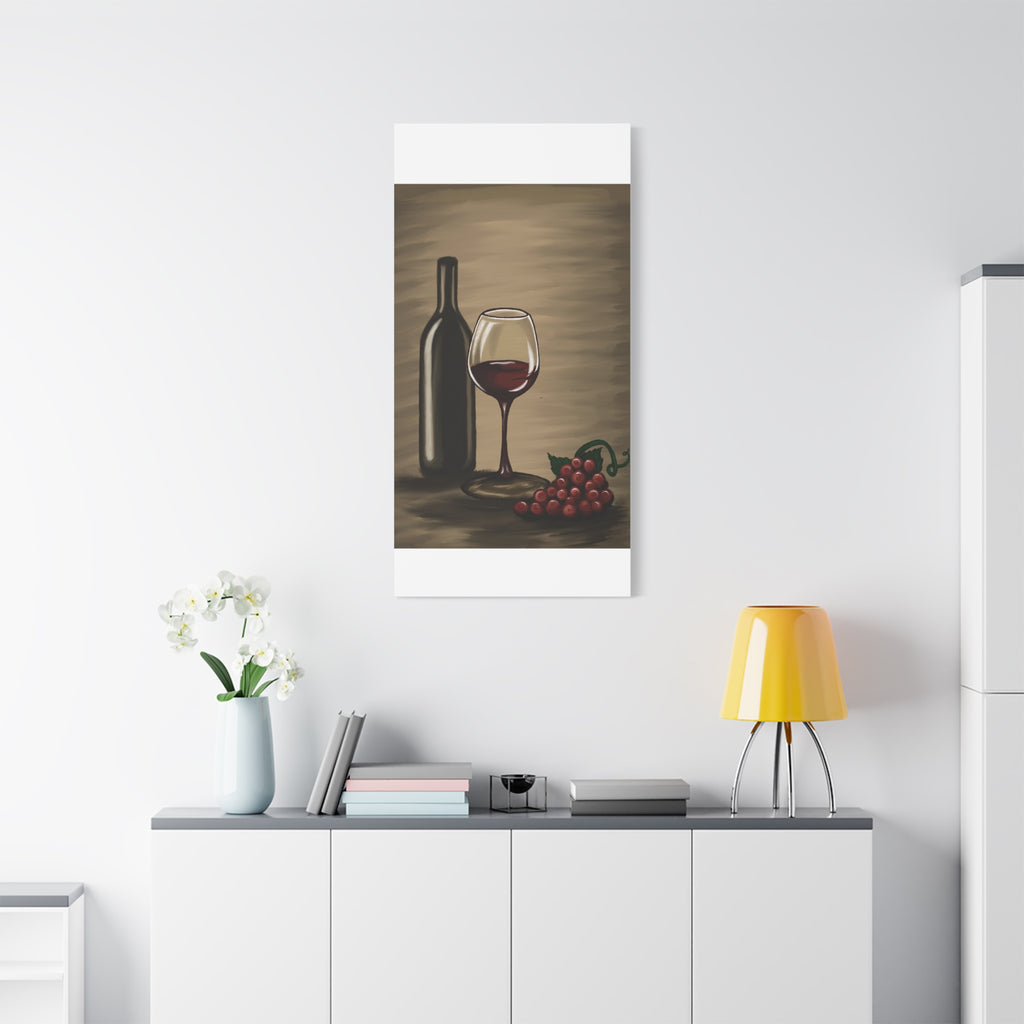 Wine Bottle & Glass Canvas Print — Stretched Matte Wall Art for Kitchen, Dining Room, or Wine Cellar