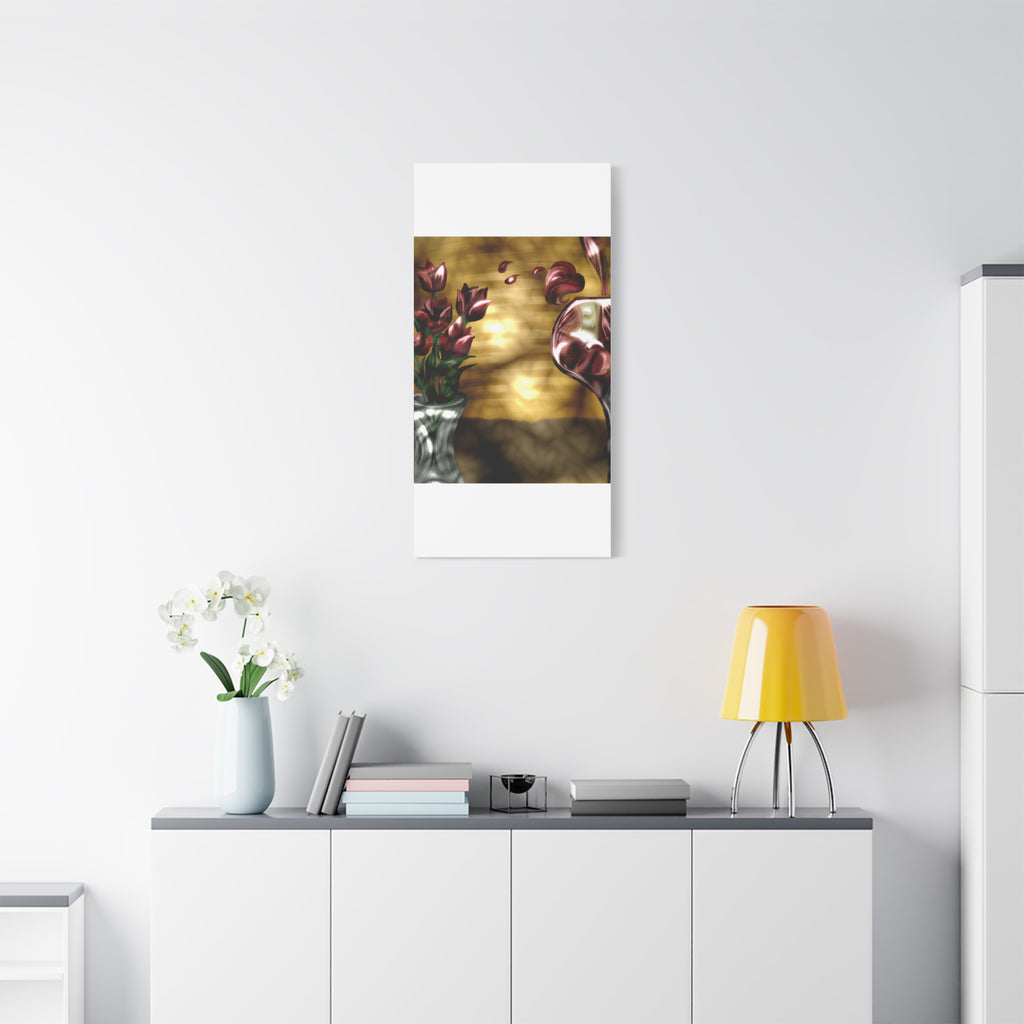 Floral Wine Art Canvas — Tulips & Glass Matte Stretched Wall Art