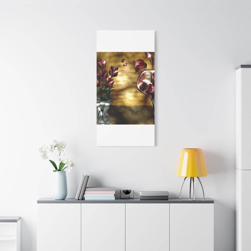 Floral Wine Art Canvas — Tulips & Glass Matte Stretched Wall Art