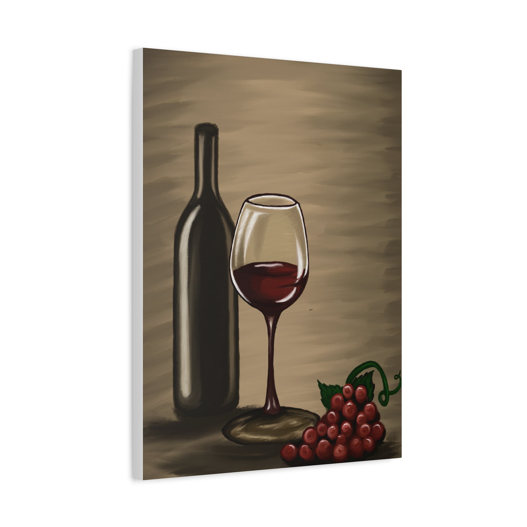 Wine Bottle & Glass Canvas Print — Stretched Matte Wall Art for Kitchen, Dining Room, or Wine Cellar