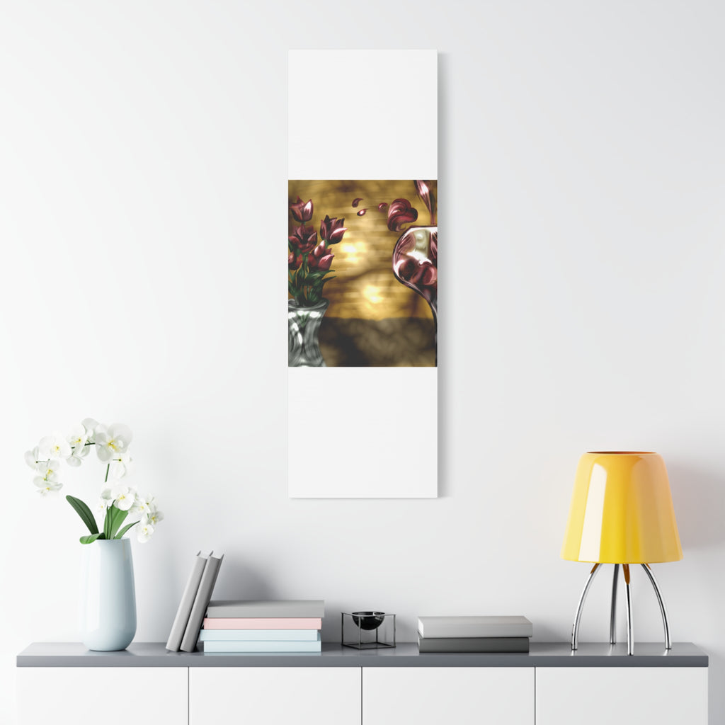 Floral Wine Art Canvas — Tulips & Glass Matte Stretched Wall Art