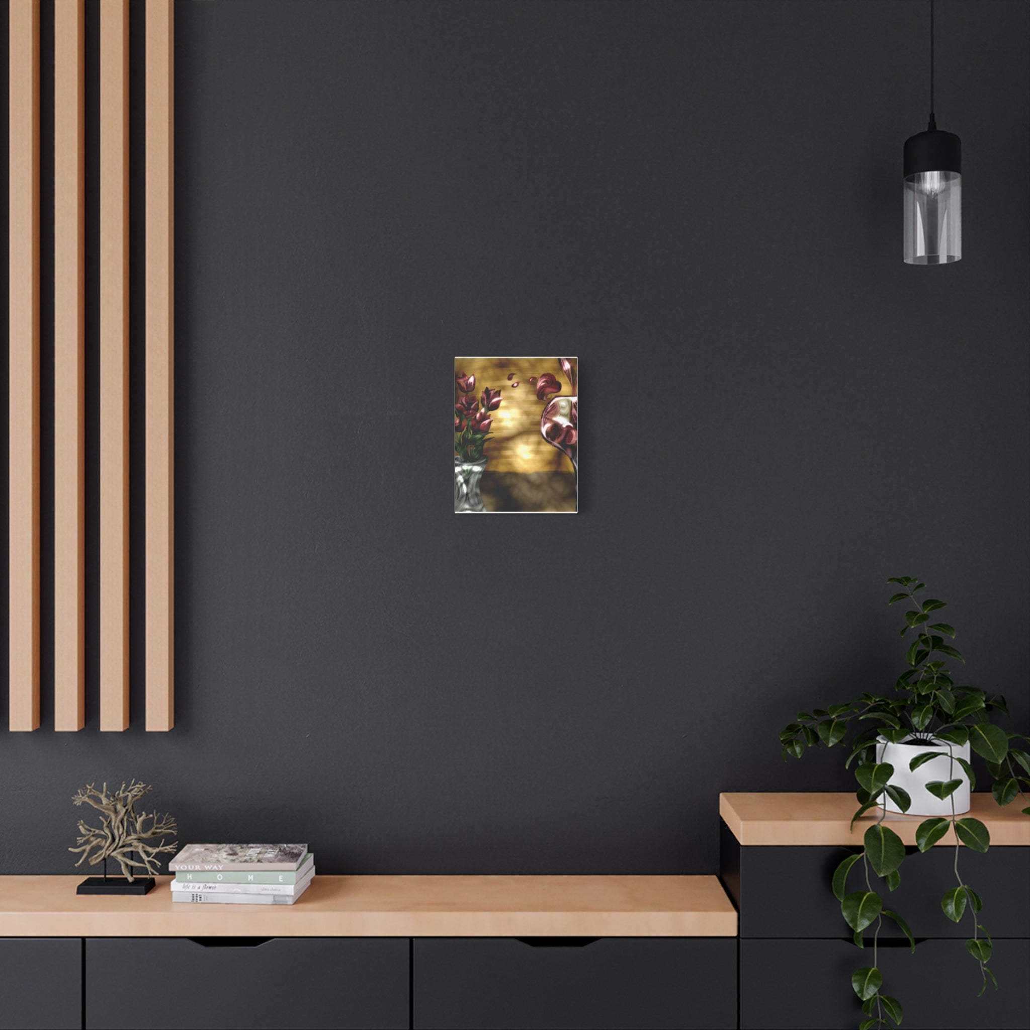 Floral Wine Art Canvas — Tulips & Glass Matte Stretched Wall Art