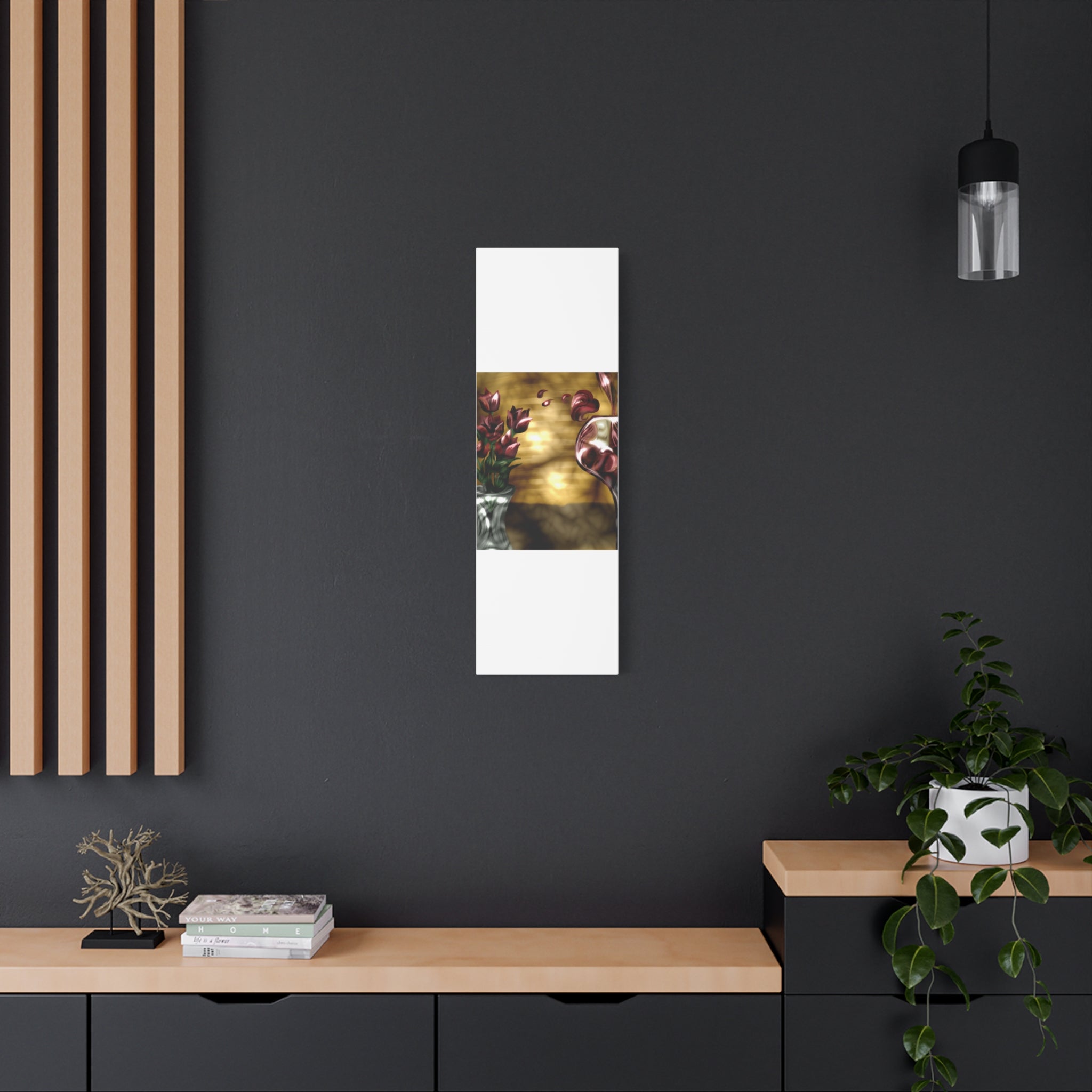 Floral Wine Art Canvas — Tulips & Glass Matte Stretched Wall Art