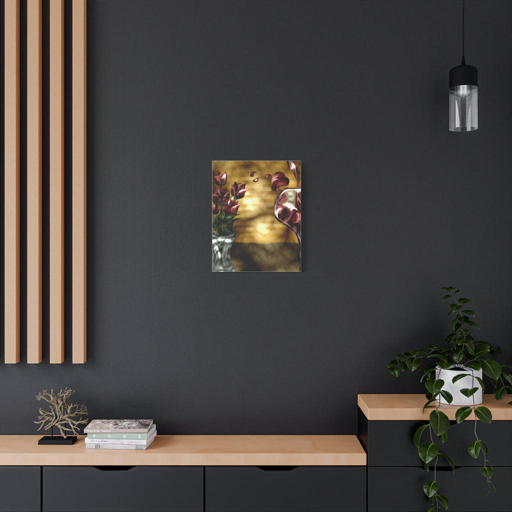 Floral Wine Art Canvas — Tulips & Glass Matte Stretched Wall Art
