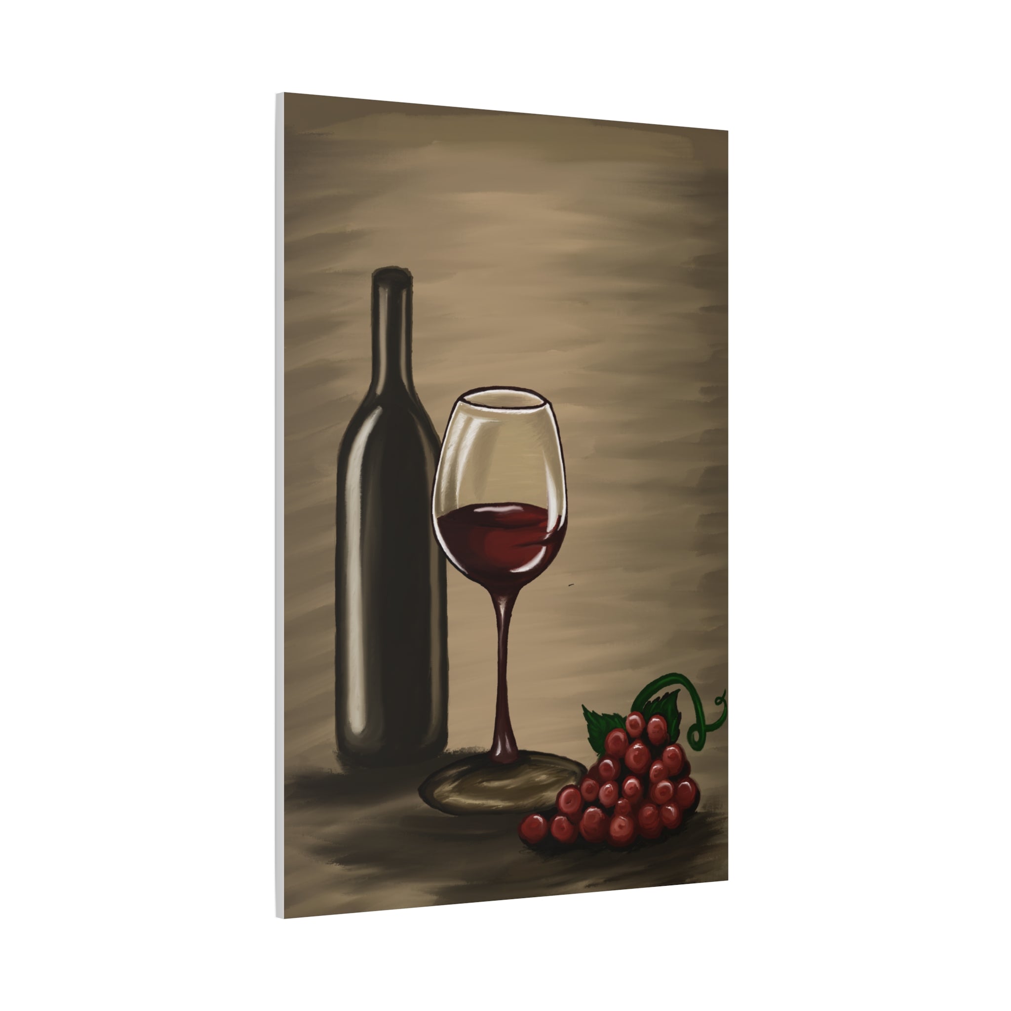 Wine Bottle & Glass Canvas Print — Stretched Matte Wall Art for Kitchen, Dining Room, or Wine Cellar