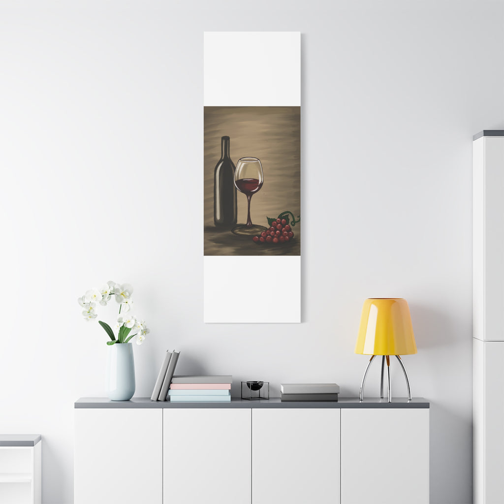 Wine Bottle & Glass Canvas Print — Stretched Matte Wall Art for Kitchen, Dining Room, or Wine Cellar