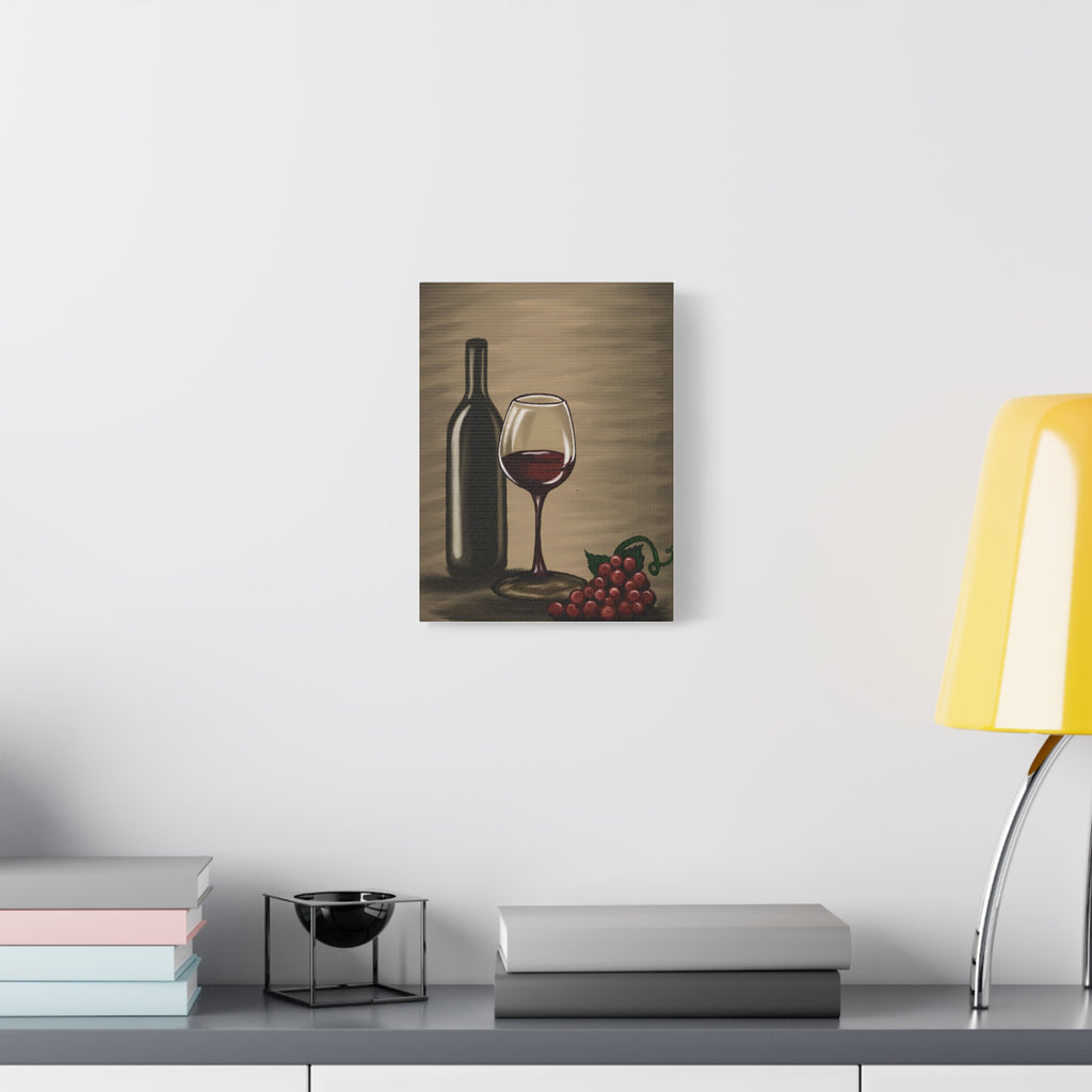Wine Bottle & Glass Canvas Print — Stretched Matte Wall Art for Kitchen, Dining Room, or Wine Cellar