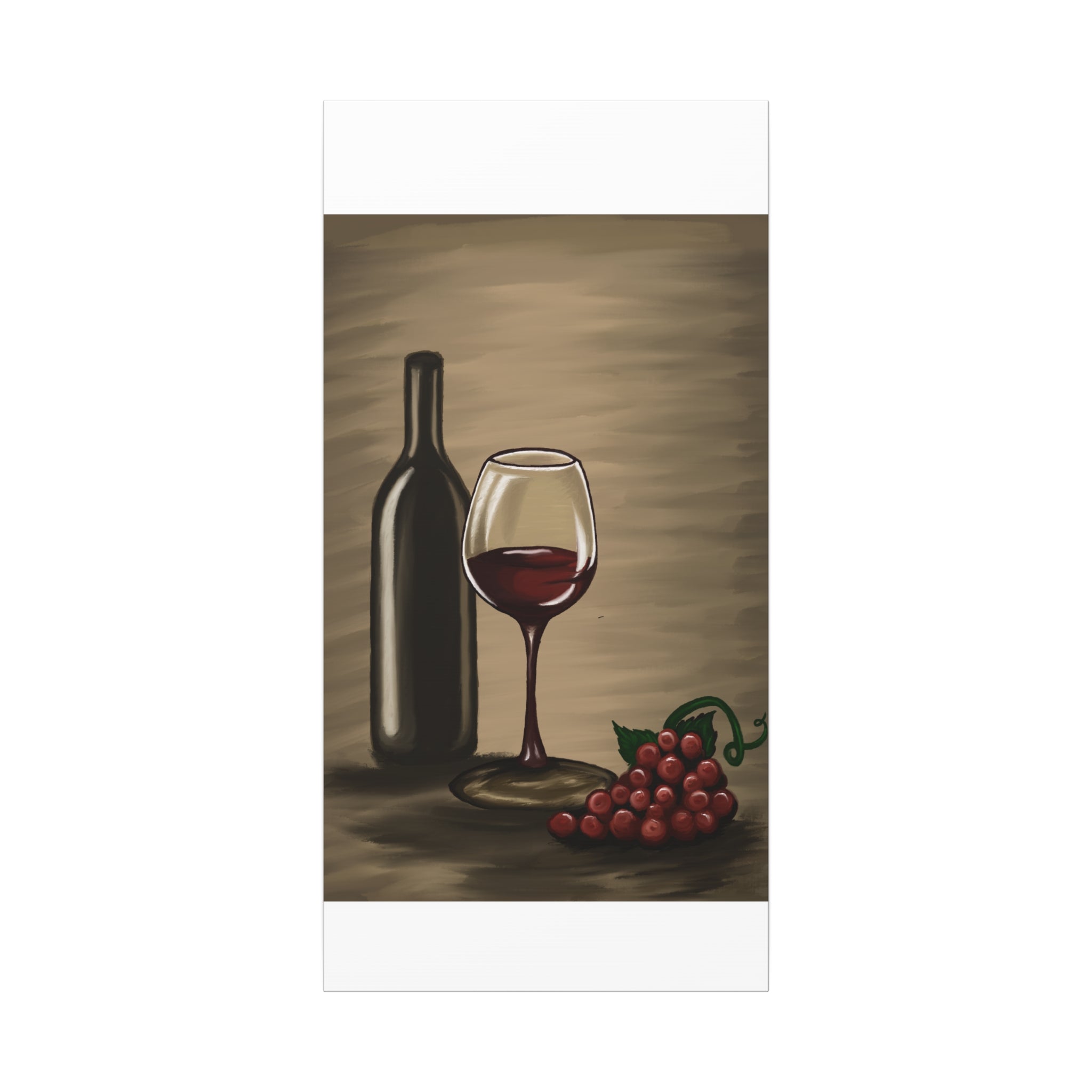 Wine Bottle & Glass Canvas Print — Stretched Matte Wall Art for Kitchen, Dining Room, or Wine Cellar