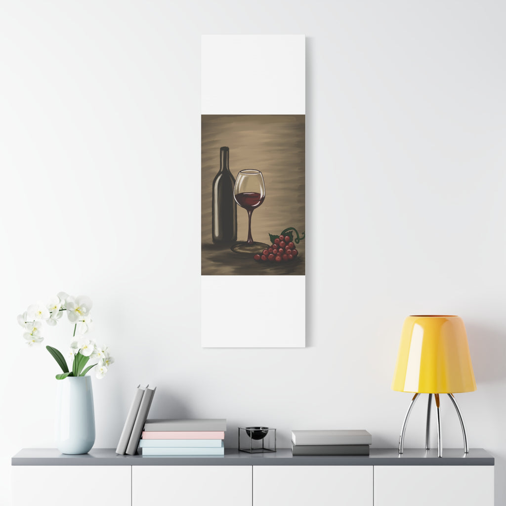 Wine Bottle & Glass Canvas Print — Stretched Matte Wall Art for Kitchen, Dining Room, or Wine Cellar
