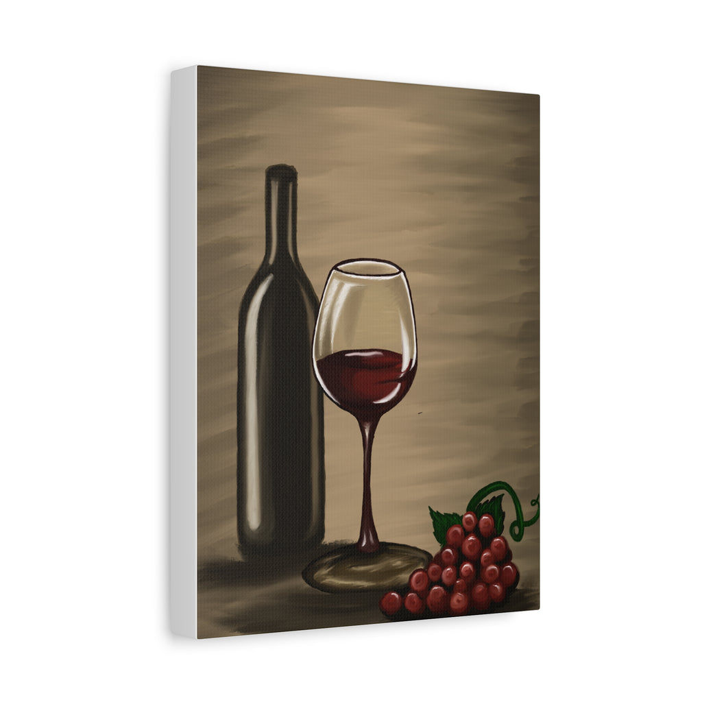 Wine Bottle & Glass Canvas Print — Stretched Matte Wall Art for Kitchen, Dining Room, or Wine Cellar