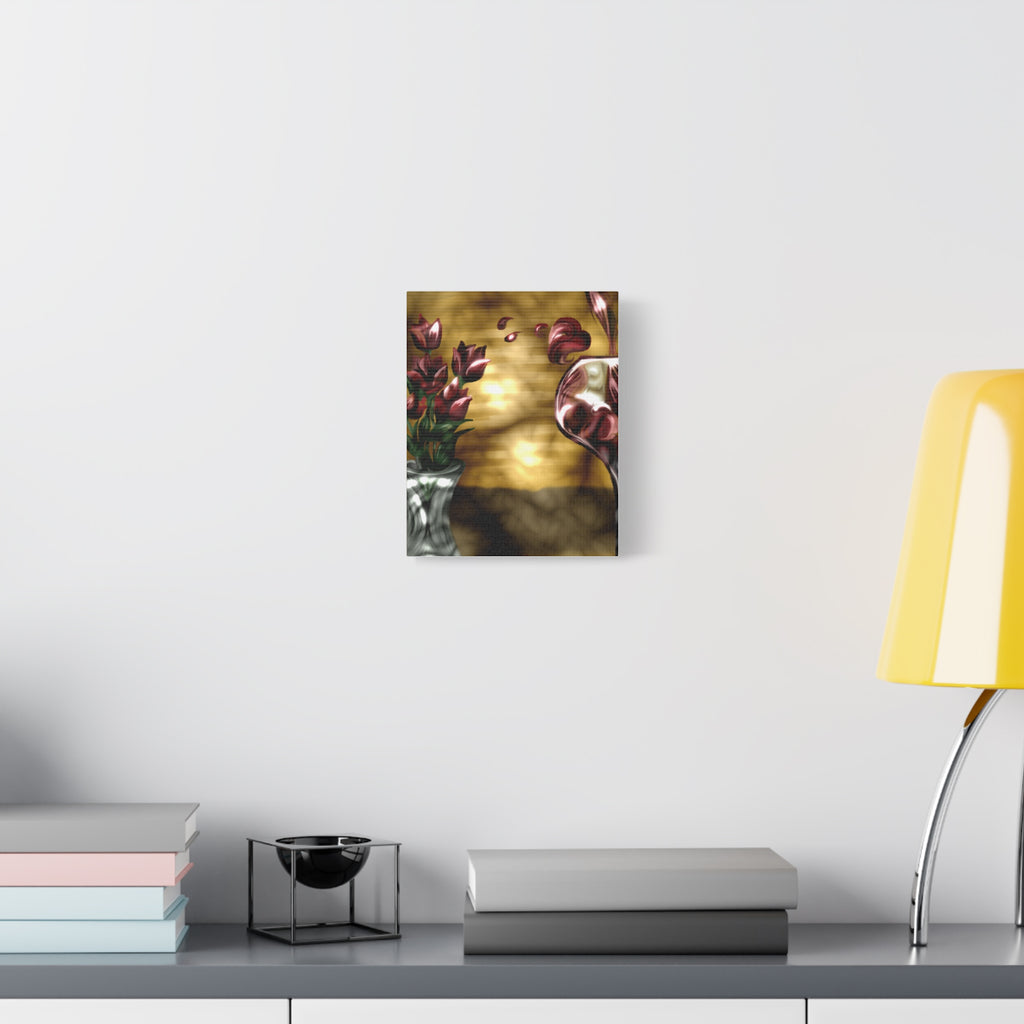 Floral Wine Art Canvas — Tulips & Glass Matte Stretched Wall Art