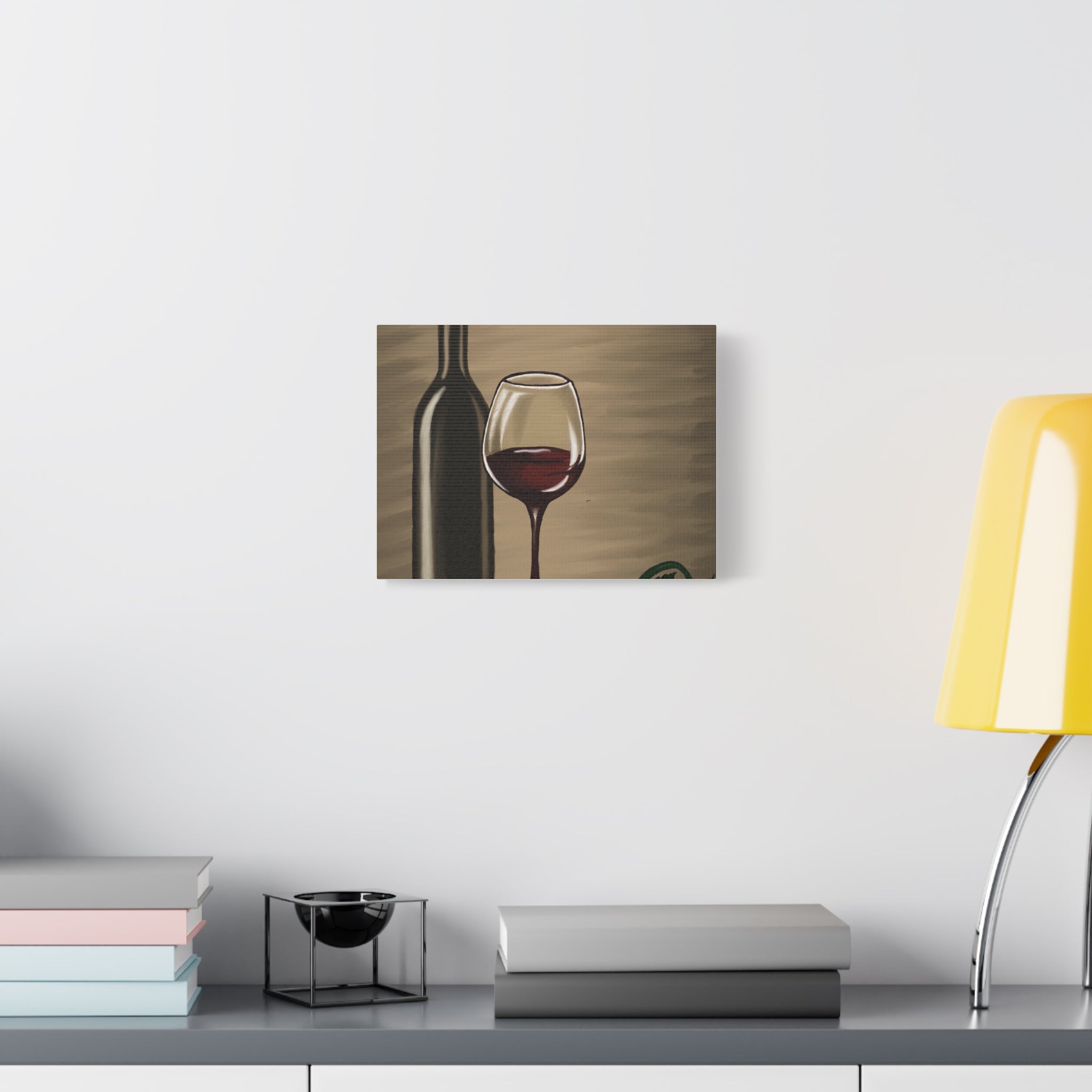 Wine Bottle & Glass Canvas Print — Stretched Matte Wall Art for Kitchen, Dining Room, or Wine Cellar