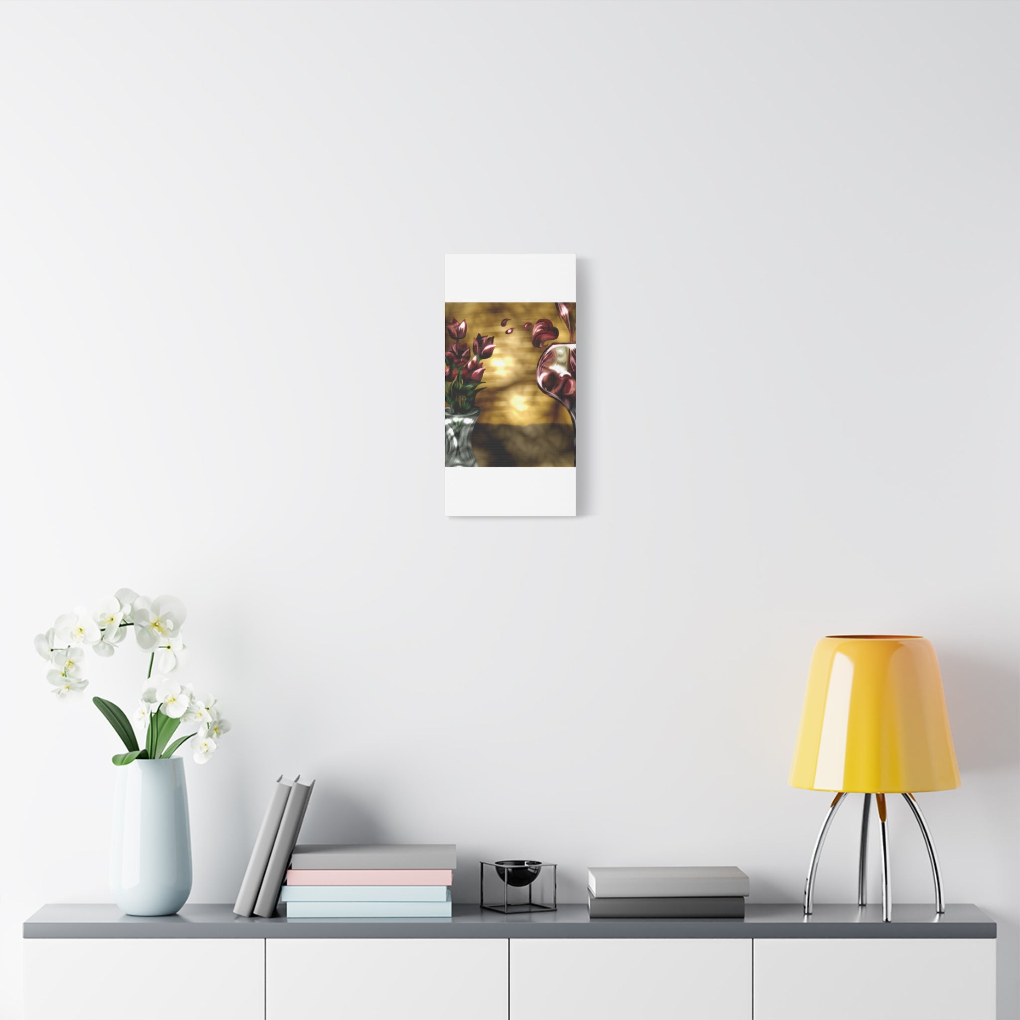 Floral Wine Art Canvas — Tulips & Glass Matte Stretched Wall Art