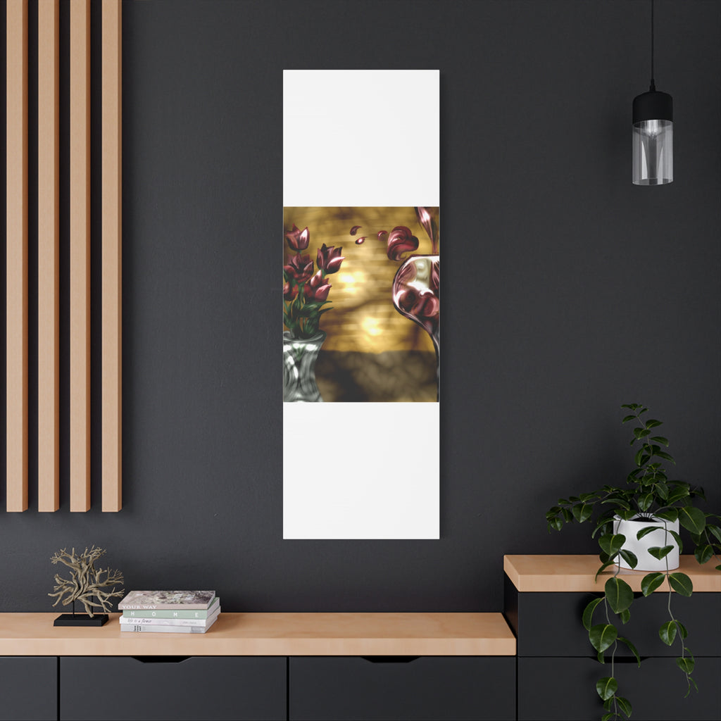Floral Wine Art Canvas — Tulips & Glass Matte Stretched Wall Art
