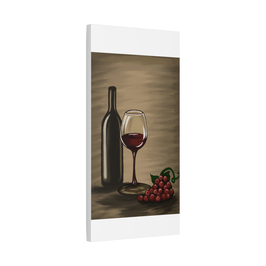 Wine Bottle & Glass Canvas Print — Stretched Matte Wall Art for Kitchen, Dining Room, or Wine Cellar