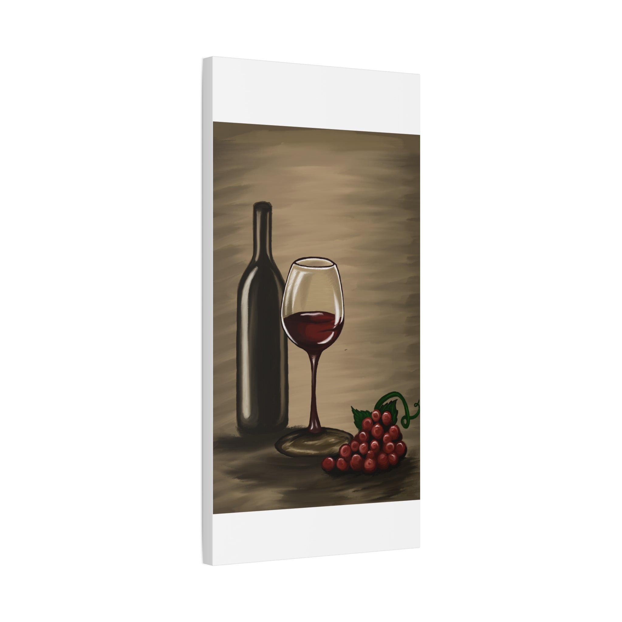 Wine Bottle & Glass Canvas Print — Stretched Matte Wall Art for Kitchen, Dining Room, or Wine Cellar
