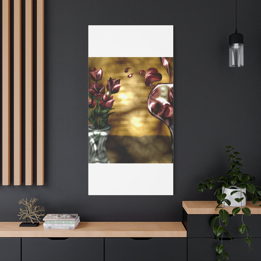 Floral Wine Art Canvas — Tulips & Glass Matte Stretched Wall Art