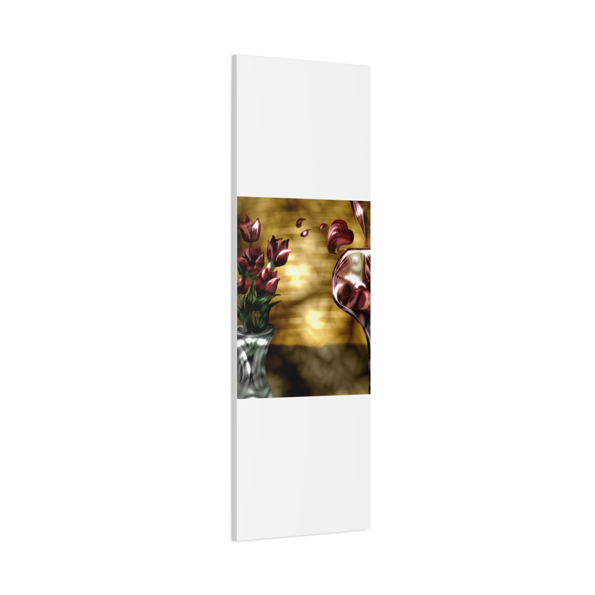Floral Wine Art Canvas — Tulips & Glass Matte Stretched Wall Art
