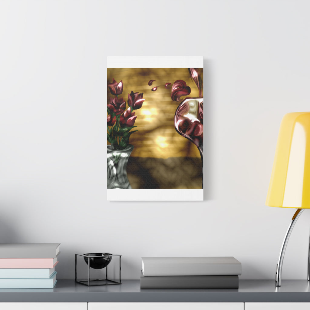 Floral Wine Art Canvas — Tulips & Glass Matte Stretched Wall Art