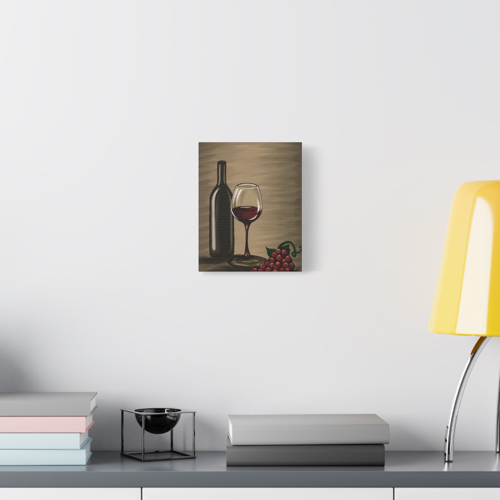 Wine Bottle & Glass Canvas Print — Stretched Matte Wall Art for Kitchen, Dining Room, or Wine Cellar