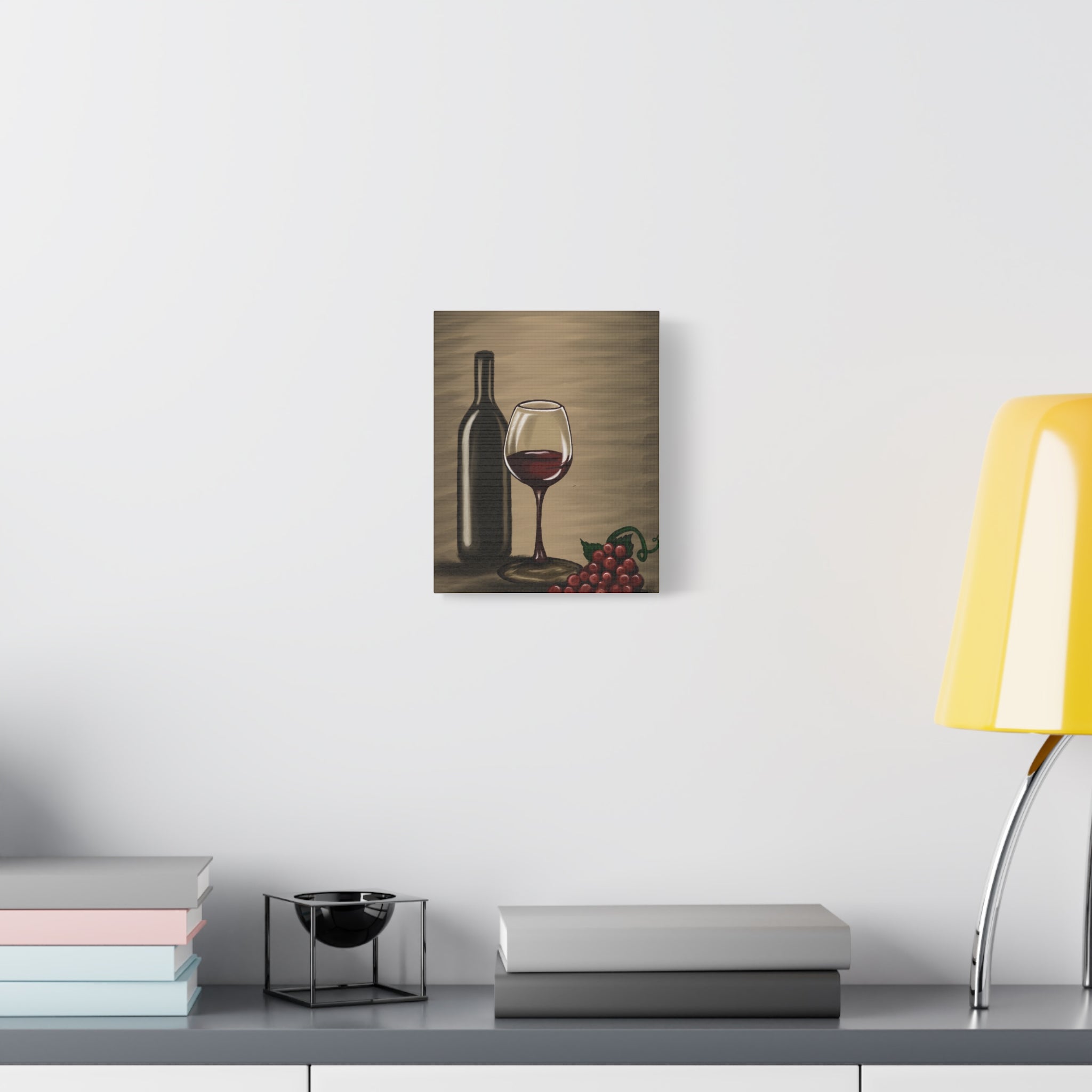 Wine Bottle & Glass Canvas Print — Stretched Matte Wall Art for Kitchen, Dining Room, or Wine Cellar