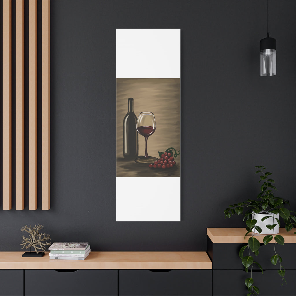 Wine Bottle & Glass Canvas Print — Stretched Matte Wall Art for Kitchen, Dining Room, or Wine Cellar