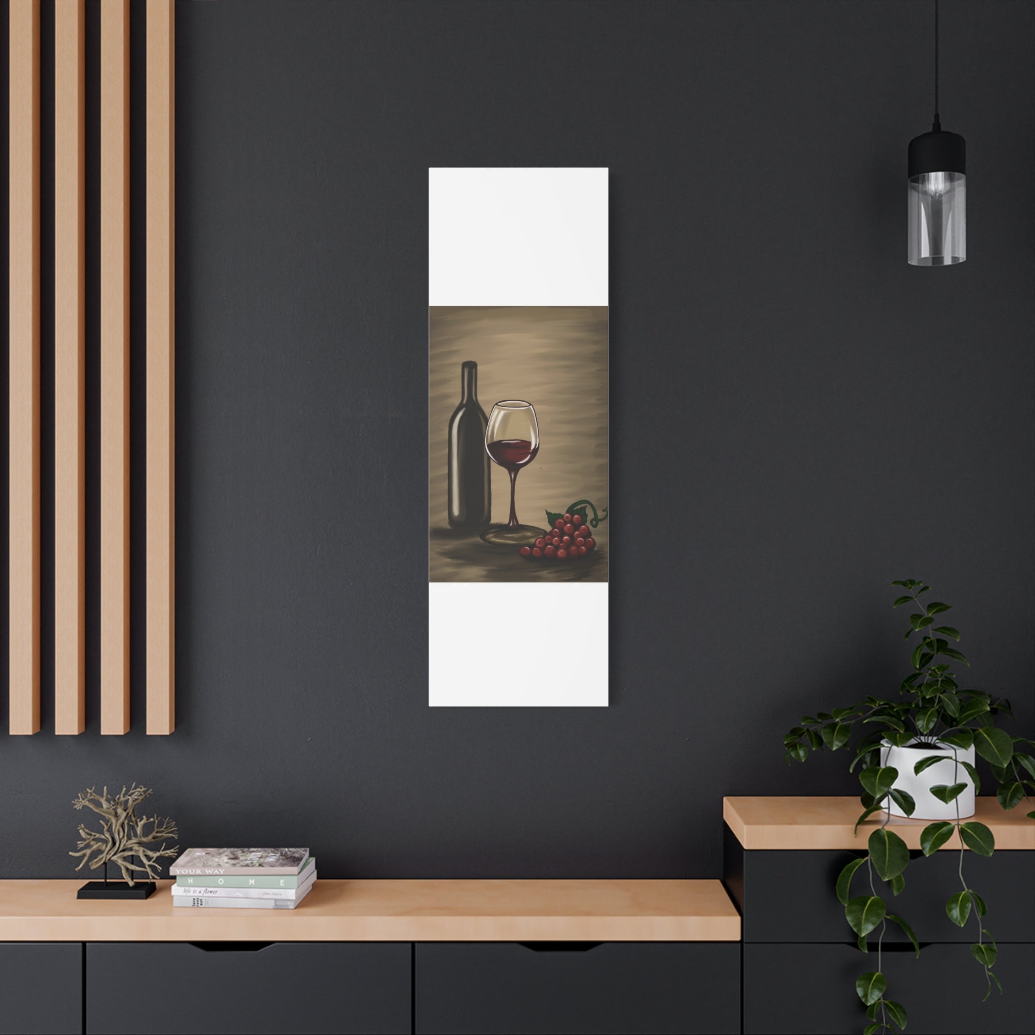 Wine Bottle & Glass Canvas Print — Stretched Matte Wall Art for Kitchen, Dining Room, or Wine Cellar