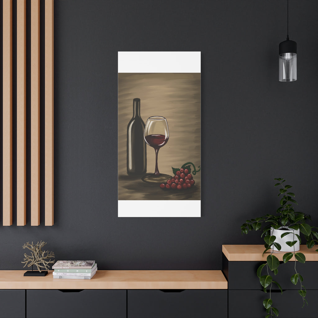 Wine Bottle & Glass Canvas Print — Stretched Matte Wall Art for Kitchen, Dining Room, or Wine Cellar