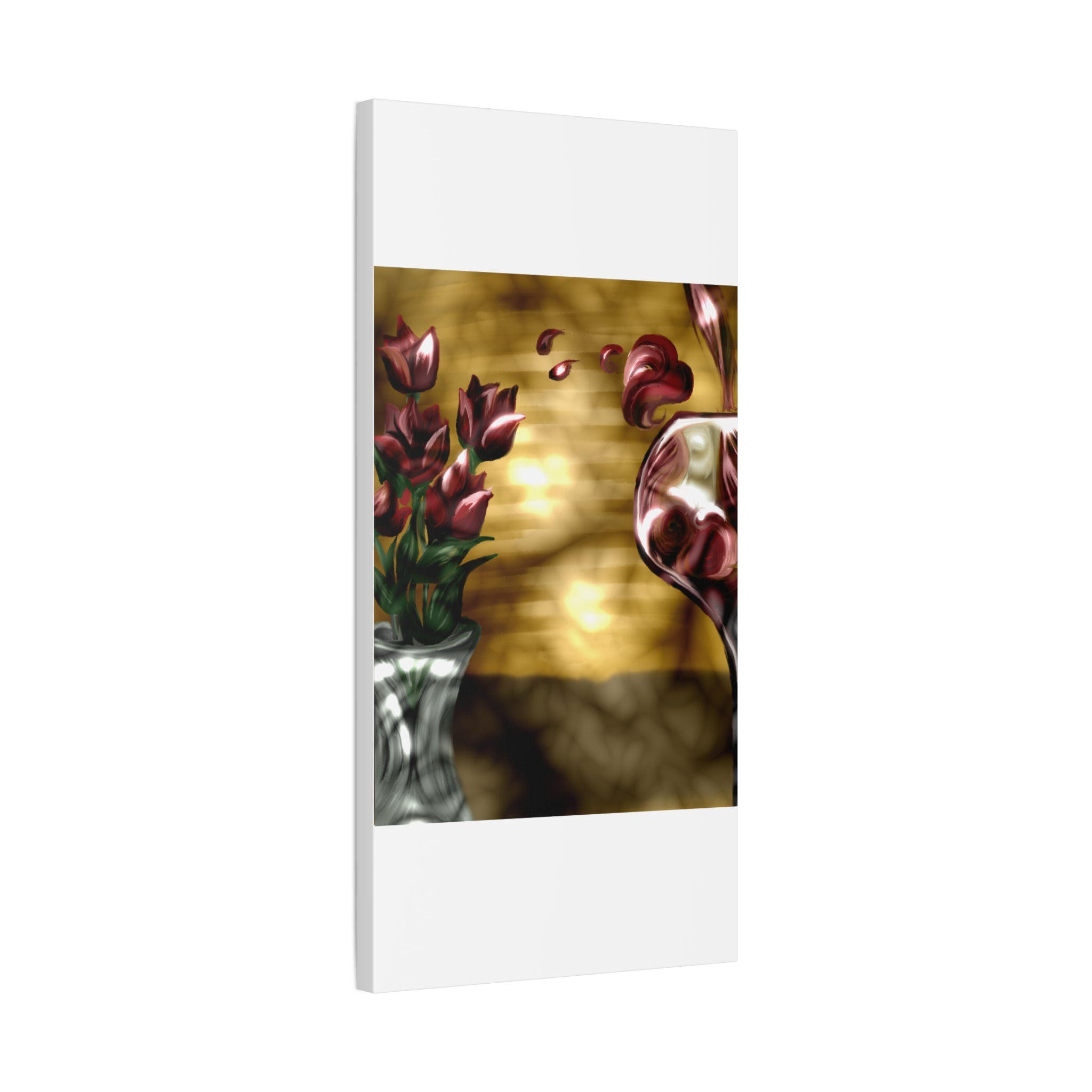 Floral Wine Art Canvas — Tulips & Glass Matte Stretched Wall Art