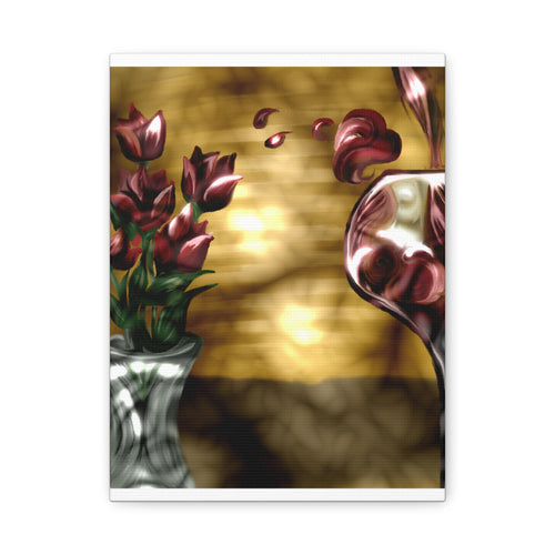 Floral Wine Art Canvas — Tulips & Glass Matte Stretched Wall Art