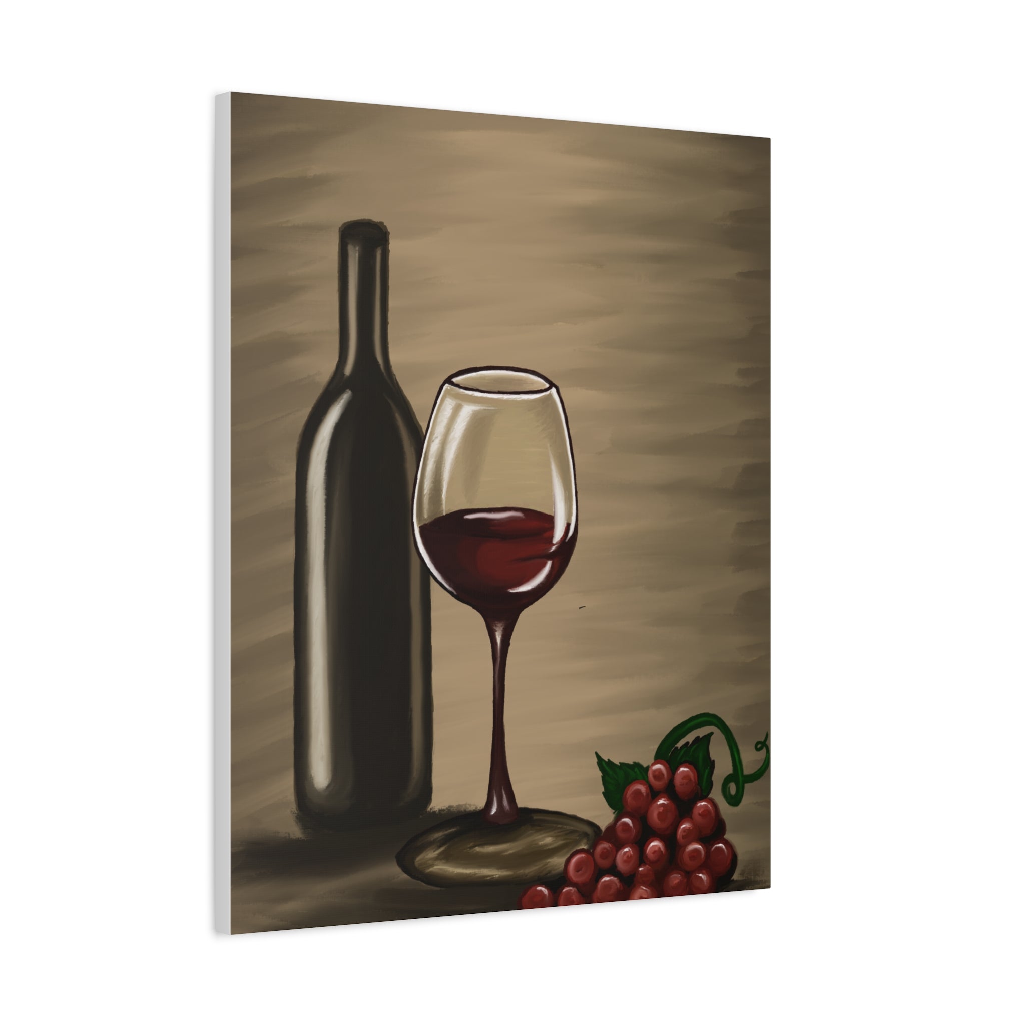 Wine Bottle & Glass Canvas Print — Stretched Matte Wall Art for Kitchen, Dining Room, or Wine Cellar