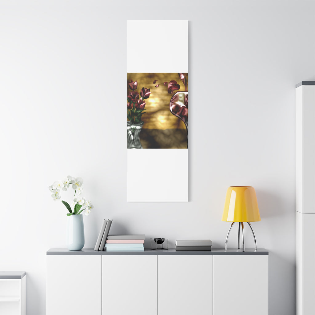 Floral Wine Art Canvas — Tulips & Glass Matte Stretched Wall Art