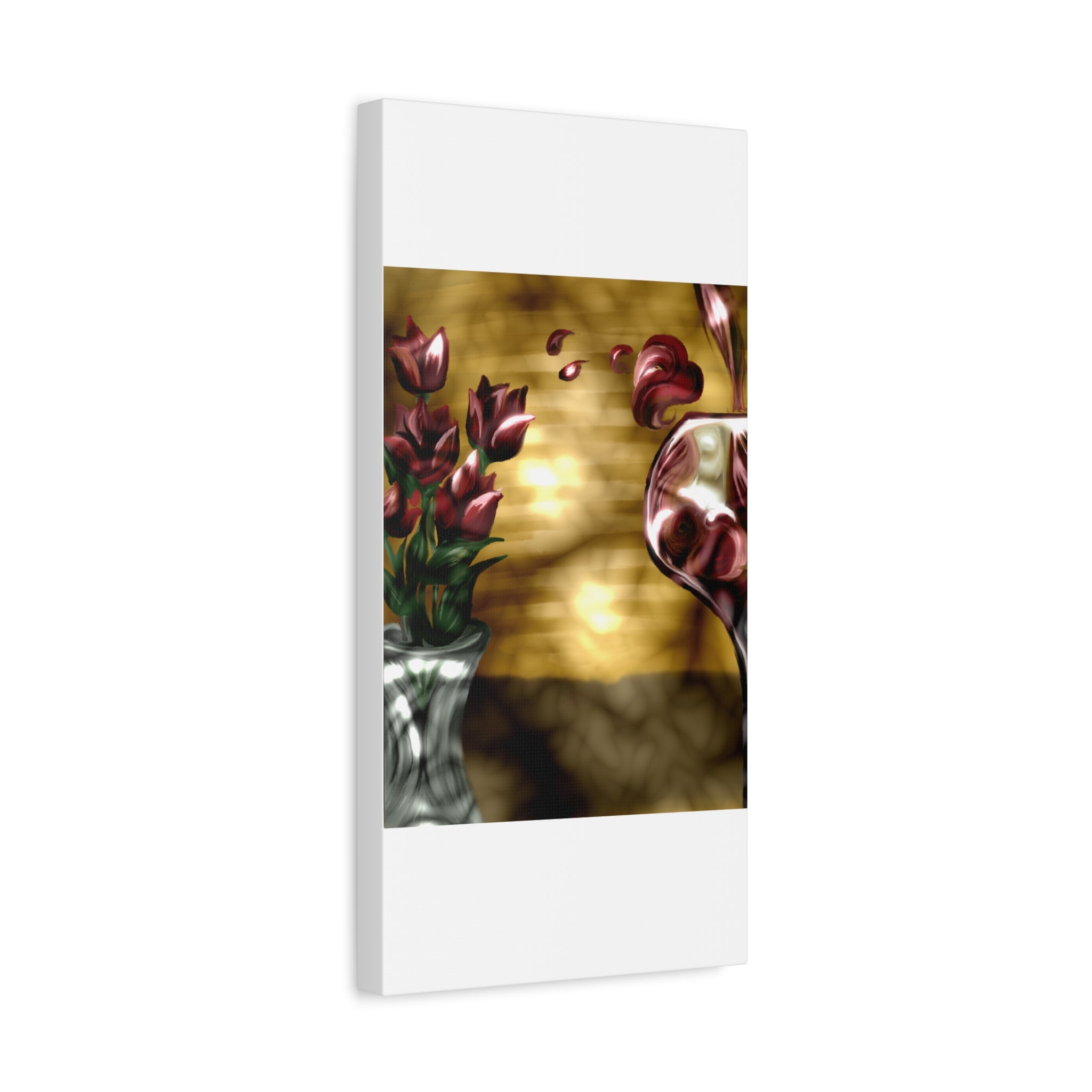 Floral Wine Art Canvas — Tulips & Glass Matte Stretched Wall Art