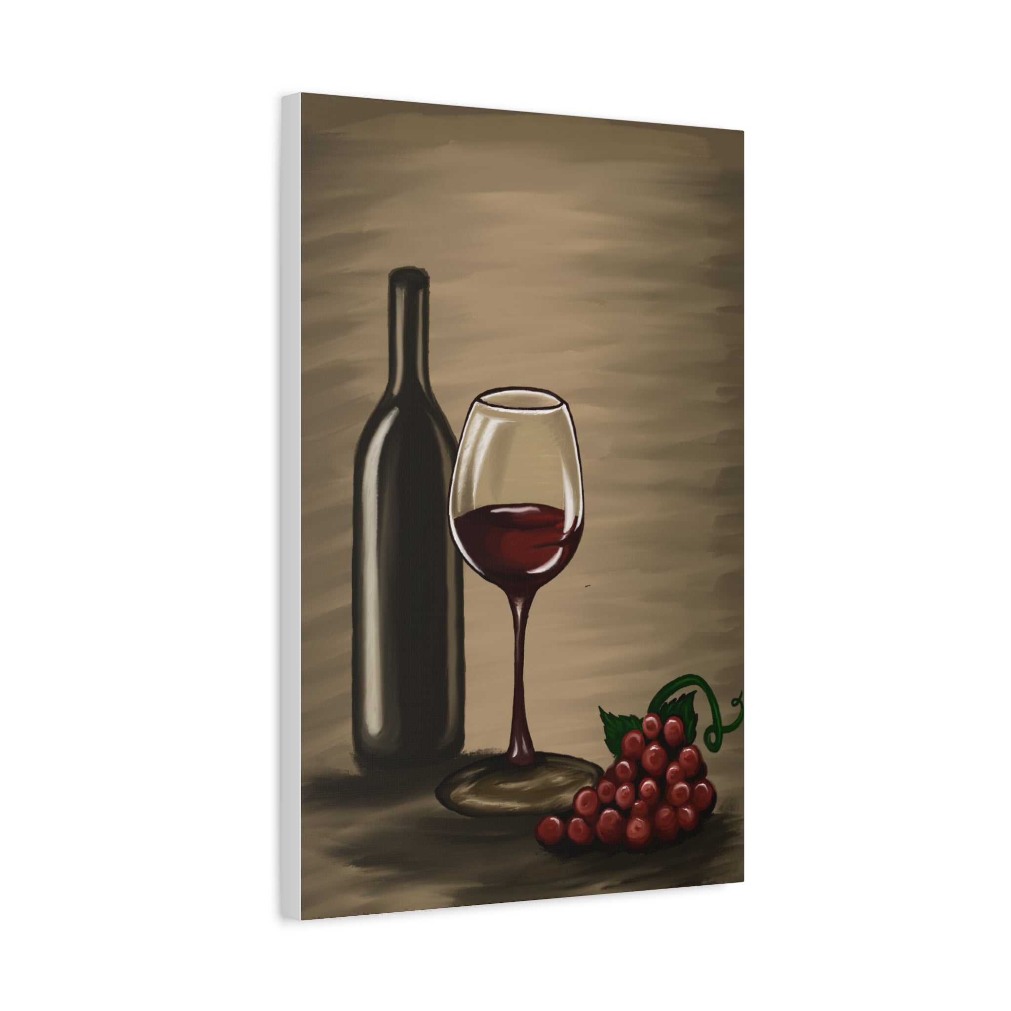 Wine Bottle & Glass Canvas Print — Stretched Matte Wall Art for Kitchen, Dining Room, or Wine Cellar