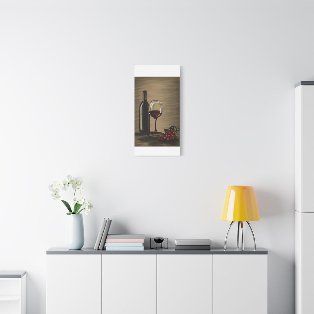 Wine Bottle & Glass Canvas Print — Stretched Matte Wall Art for Kitchen, Dining Room, or Wine Cellar