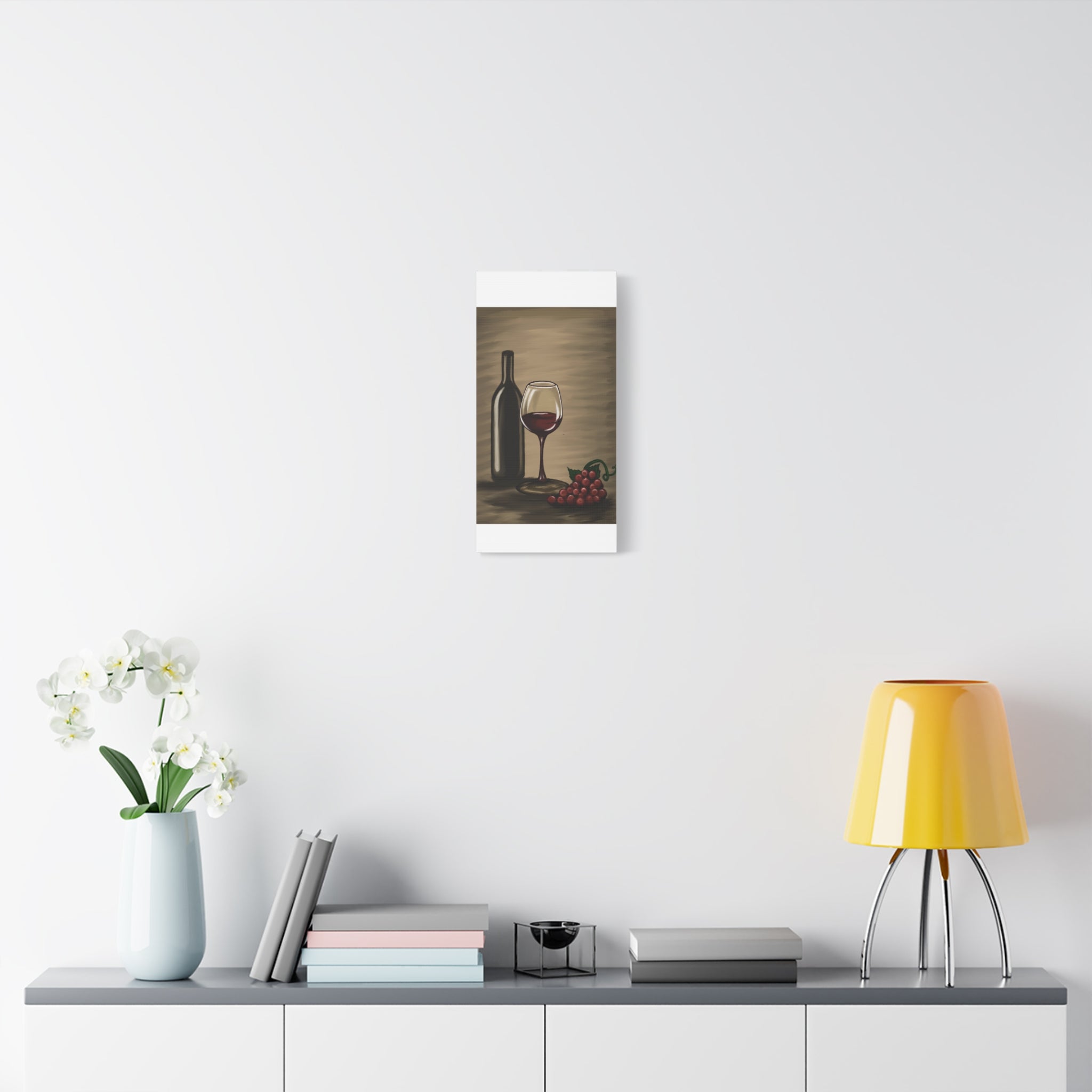 Wine Bottle & Glass Canvas Print — Stretched Matte Wall Art for Kitchen, Dining Room, or Wine Cellar