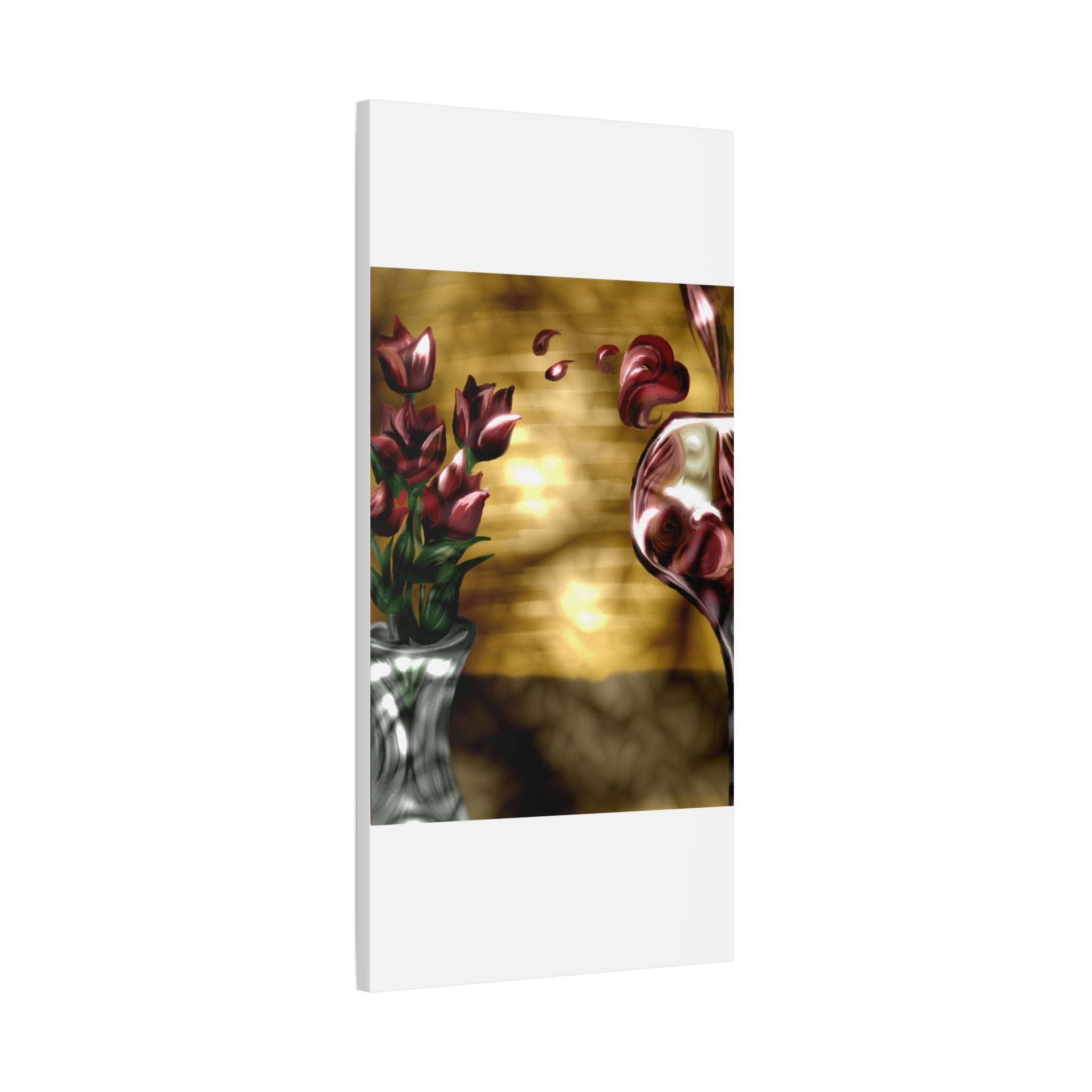 Floral Wine Art Canvas — Tulips & Glass Matte Stretched Wall Art