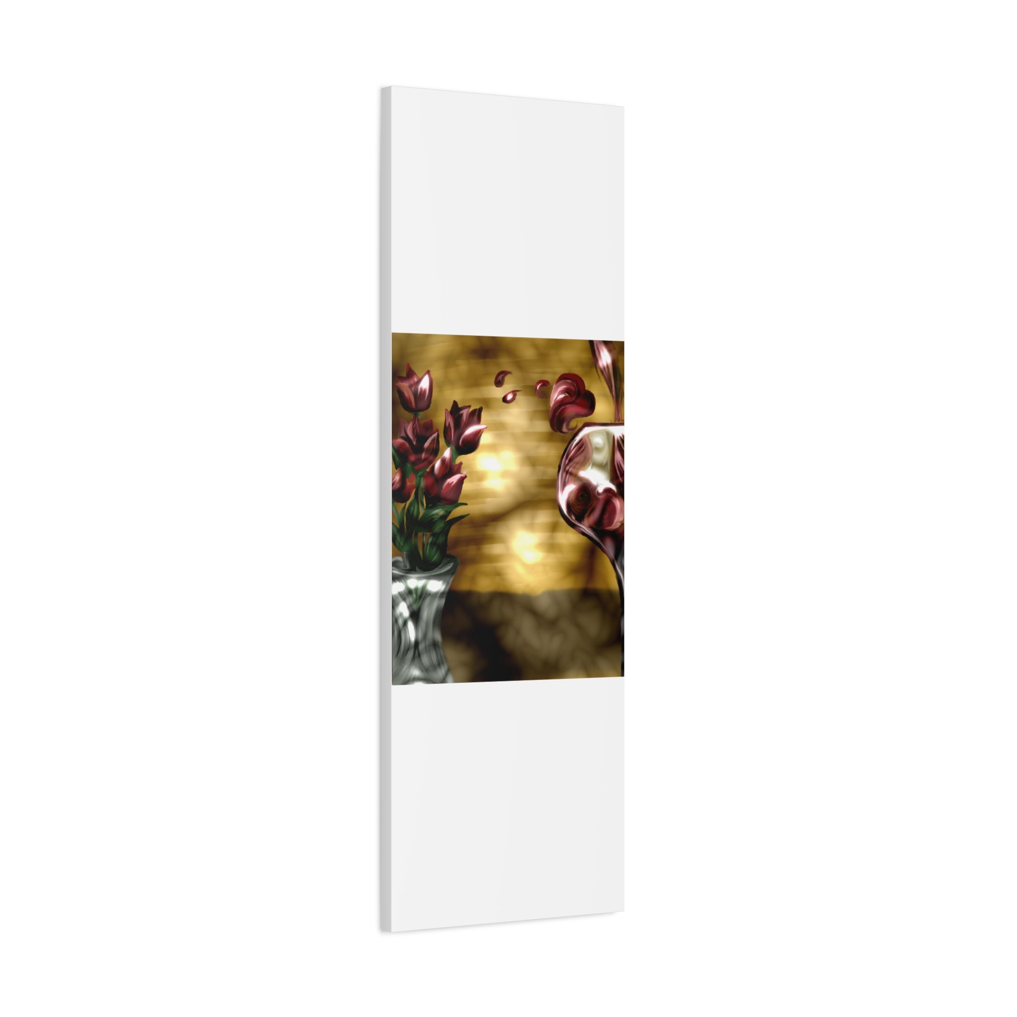 Floral Wine Art Canvas — Tulips & Glass Matte Stretched Wall Art