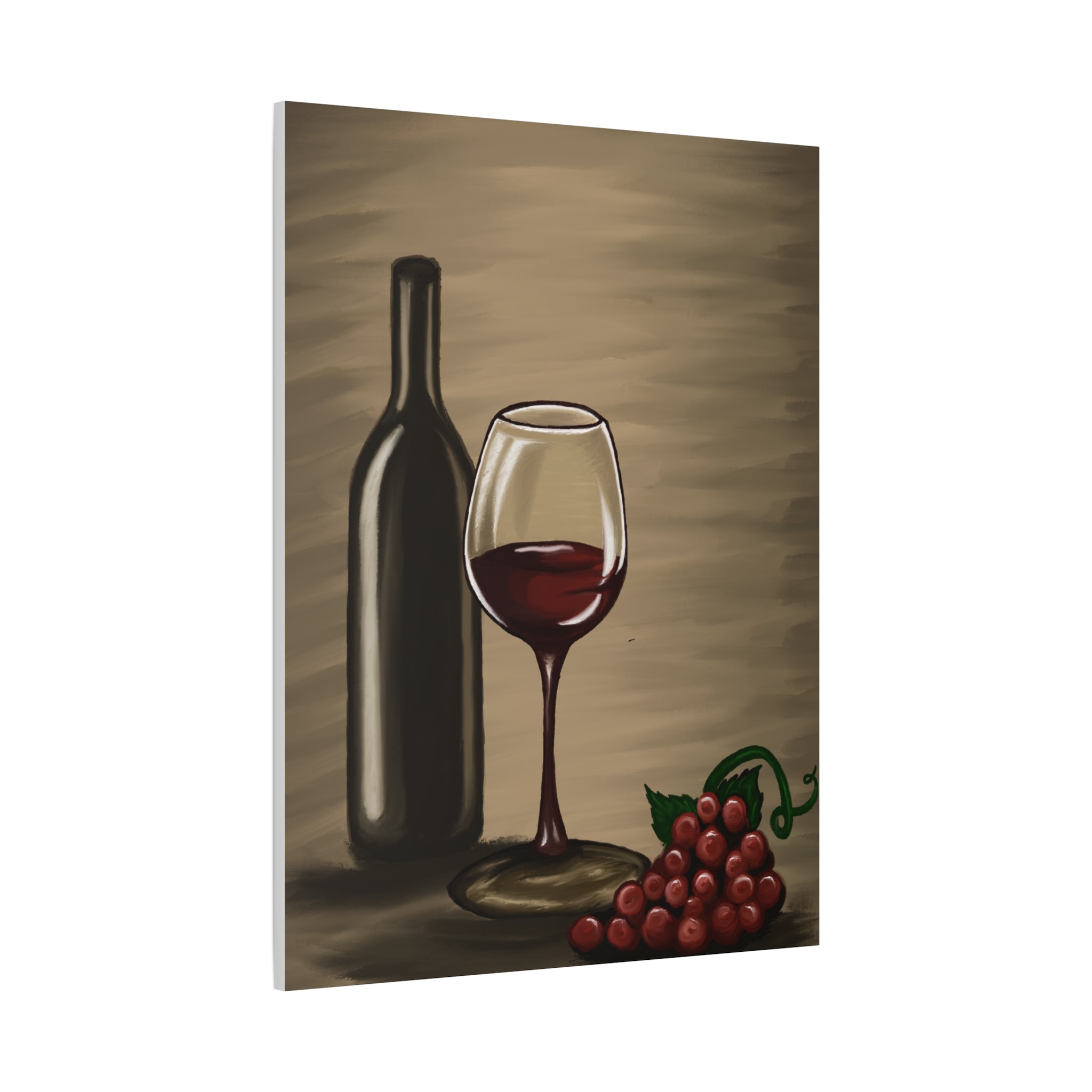 Wine Bottle & Glass Canvas Print — Stretched Matte Wall Art for Kitchen, Dining Room, or Wine Cellar