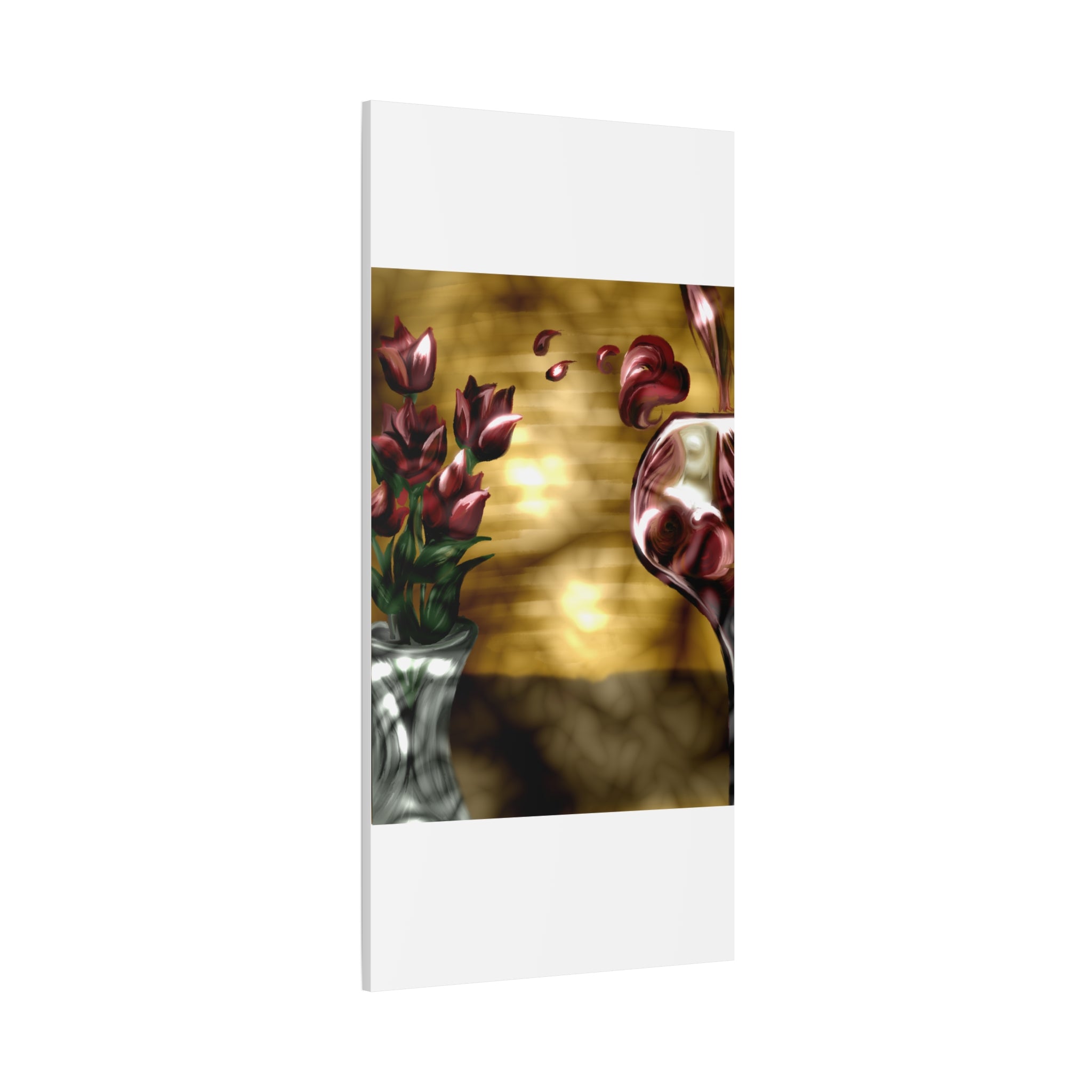 Floral Wine Art Canvas — Tulips & Glass Matte Stretched Wall Art
