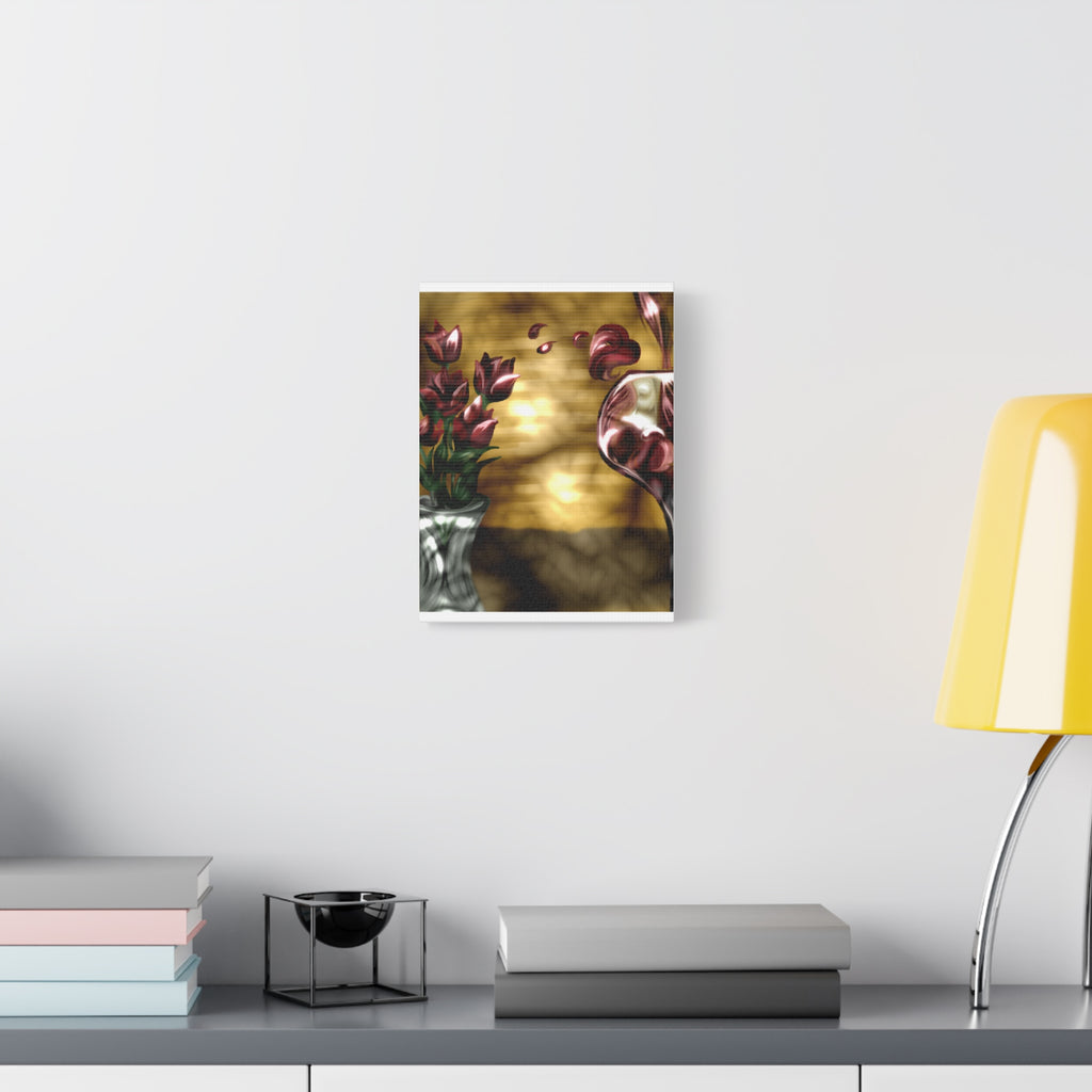 Floral Wine Art Canvas — Tulips & Glass Matte Stretched Wall Art