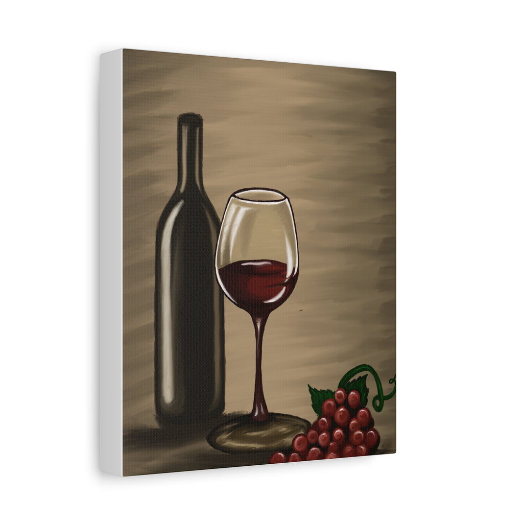 Wine Bottle & Glass Canvas Print — Stretched Matte Wall Art for Kitchen, Dining Room, or Wine Cellar