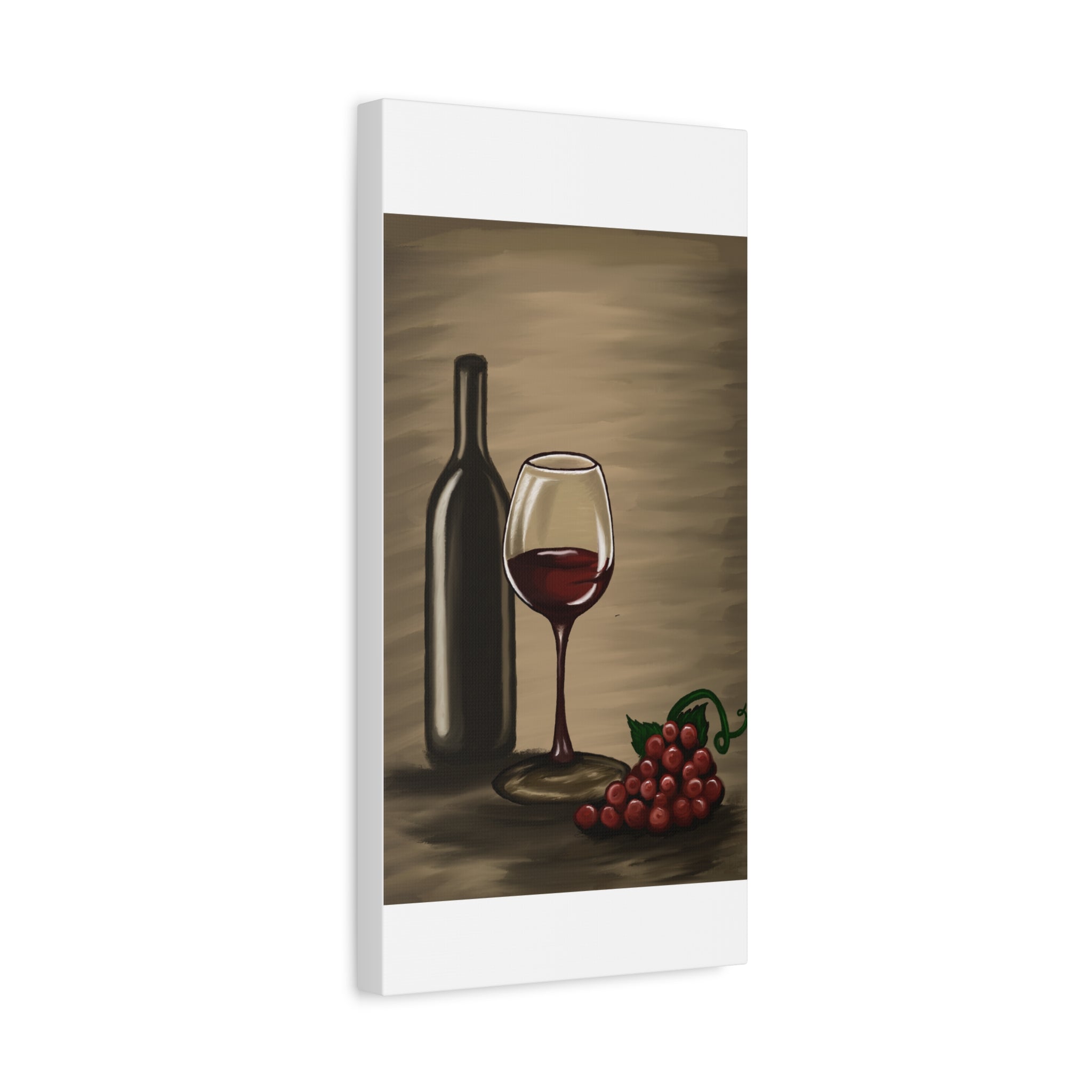 Wine Bottle & Glass Canvas Print — Stretched Matte Wall Art for Kitchen, Dining Room, or Wine Cellar