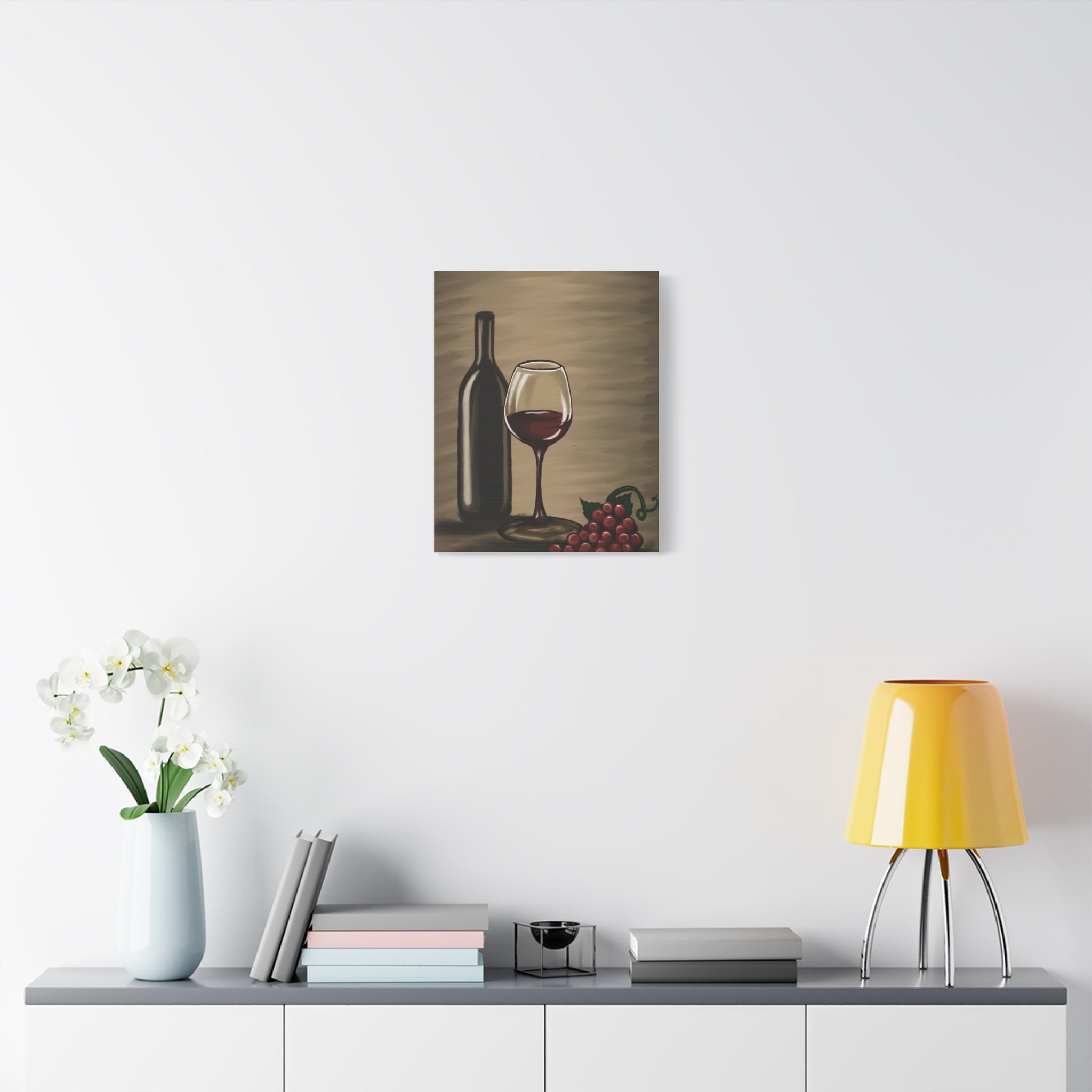 Wine Bottle & Glass Canvas Print — Stretched Matte Wall Art for Kitchen, Dining Room, or Wine Cellar