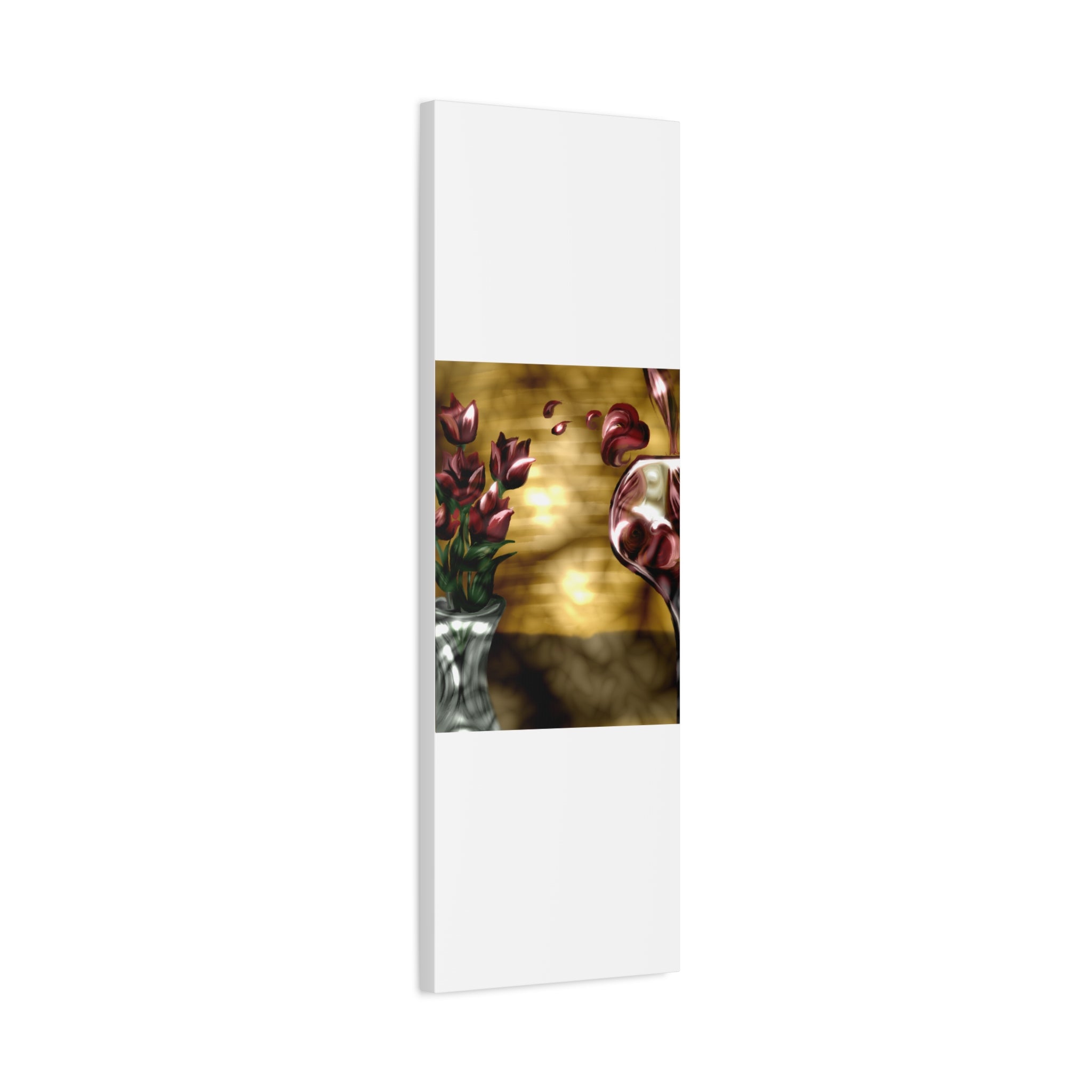 Floral Wine Art Canvas — Tulips & Glass Matte Stretched Wall Art