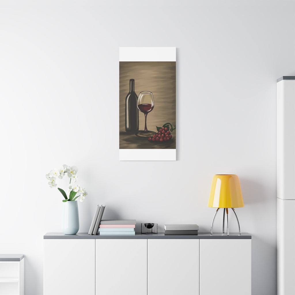 Wine Bottle & Glass Canvas Print — Stretched Matte Wall Art for Kitchen, Dining Room, or Wine Cellar